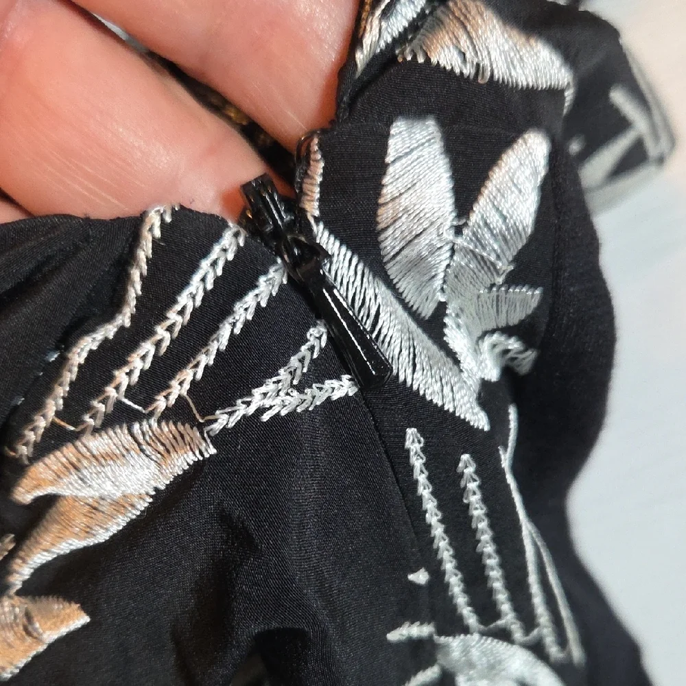 BCBG Black Dress with Silver Leaf Design - Picture 11 of 12